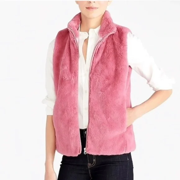 J. CREW FAUX FUR VEST - Picture 1 of 10
